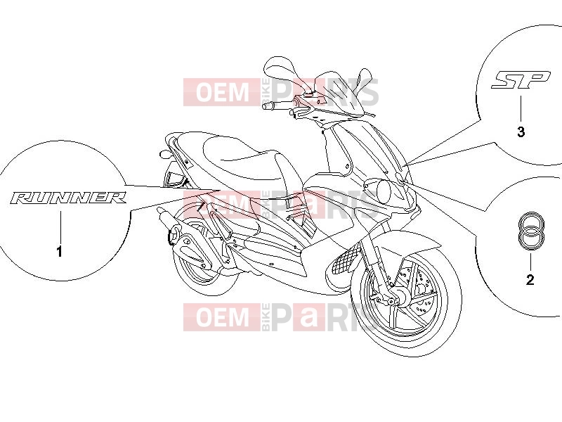 gilera 2005 Runner 50 SP Frame - Plastic parts - Coachwork » Plates - Emblems