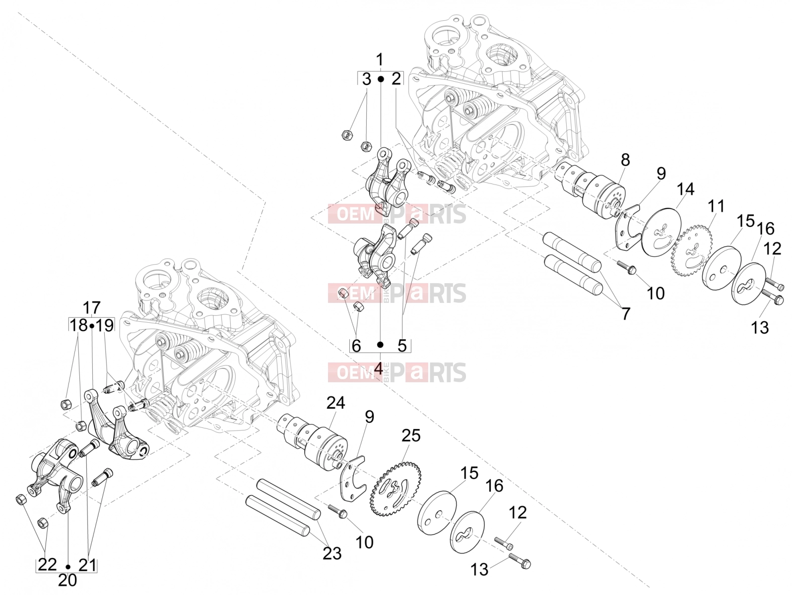 gilera 2015 Runner 125 ST 4T Engine » Rocking levers support unit