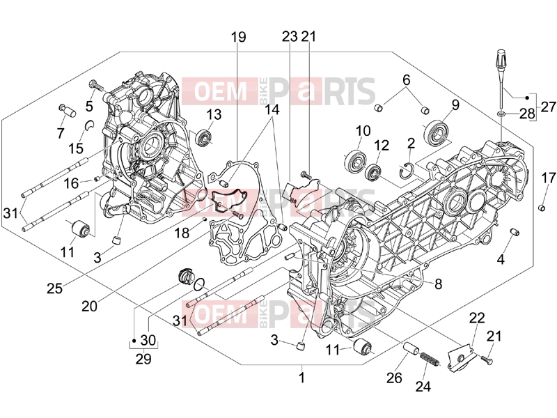 Engine » Crankcase - Gilera Runner 125 ST 4T 2016