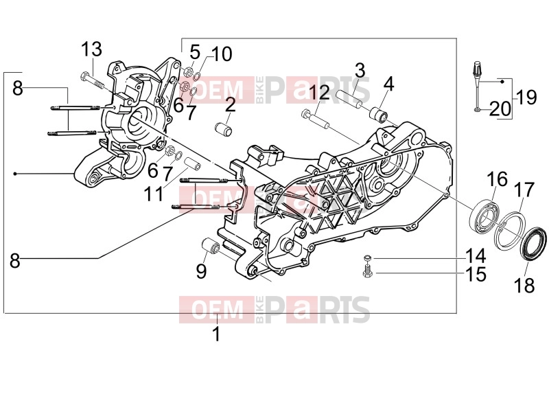 Engine » Crankcase - Gilera Stalker 50 2010