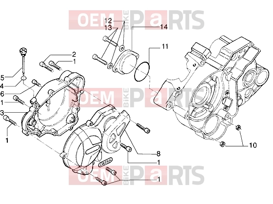 Engine » Half crankcase covers - Gilera Surfer