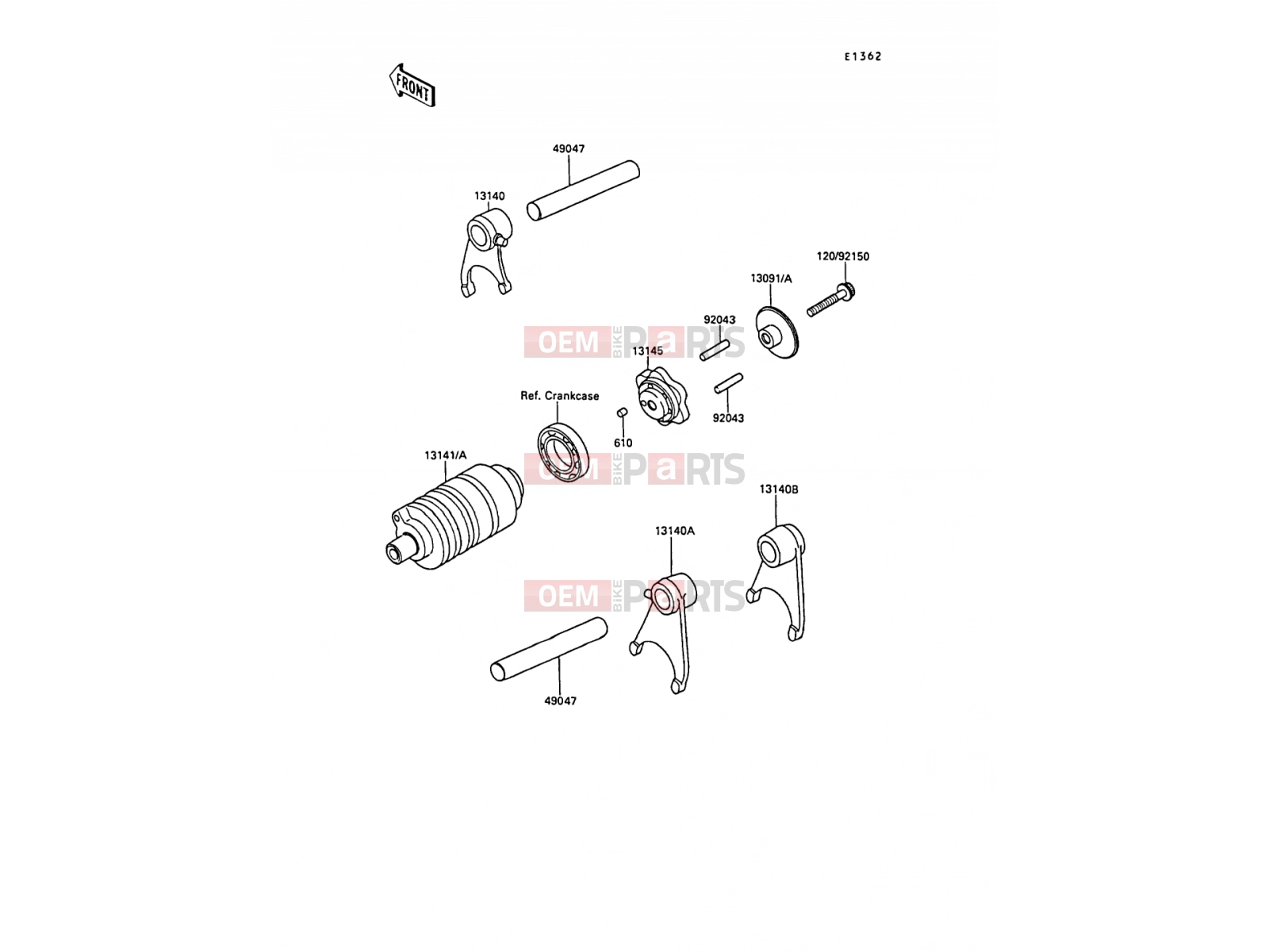 Change Drum/Shift Fork - Kawasaki AR50 (AR50-C8) 1990