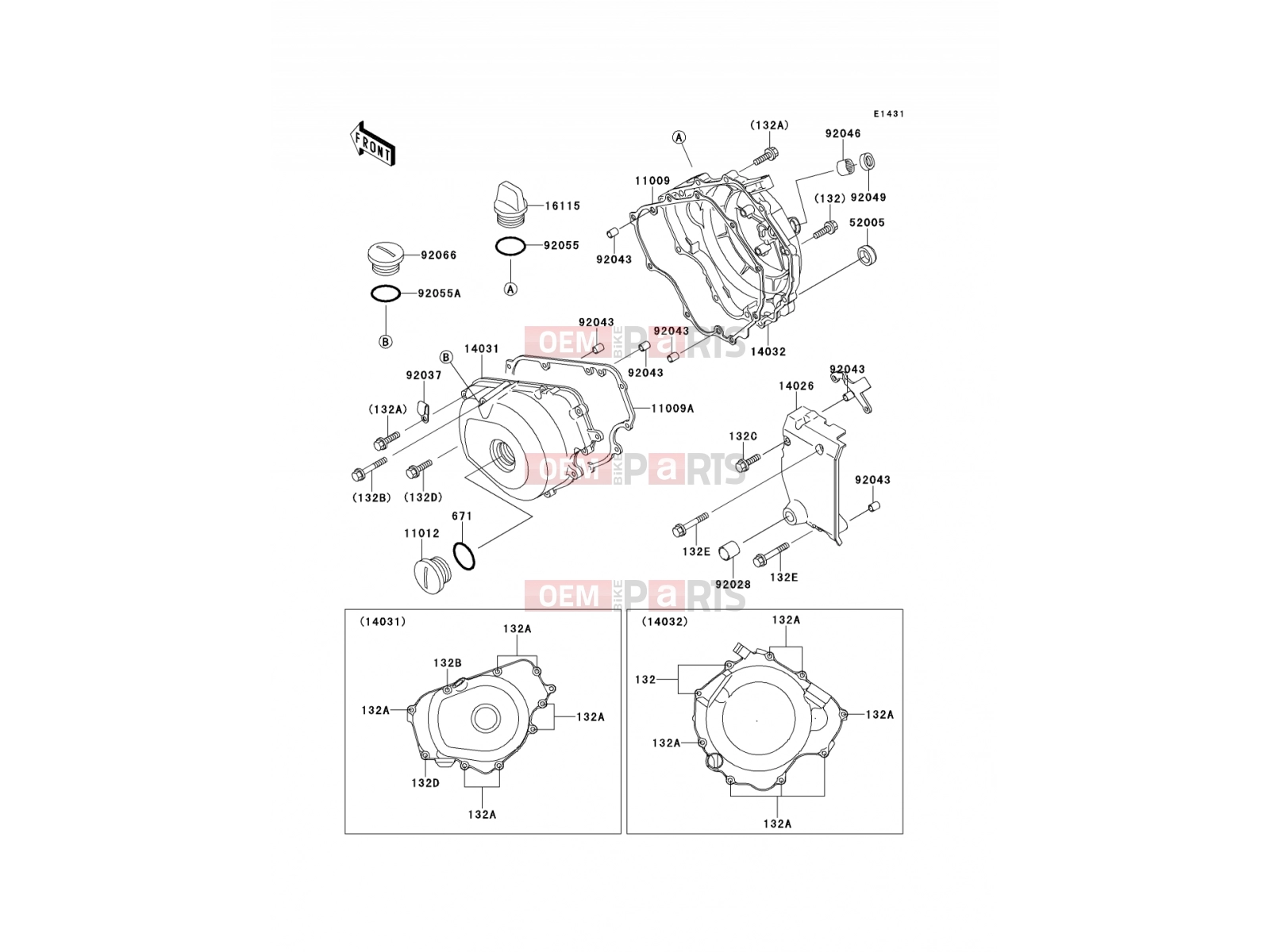 Engine Cover(s) - Kawasaki EL250 (EL250-E4) 1994