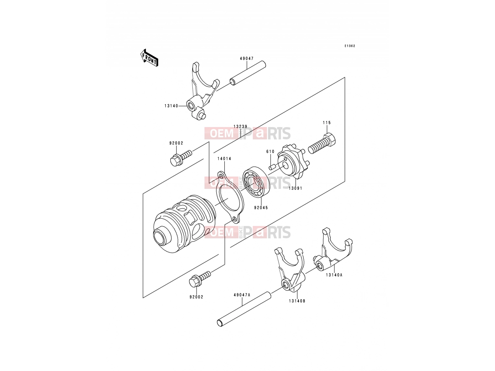 Change Drum/Shift Fork - Kawasaki KDX200 (KDX200-E6) 1994