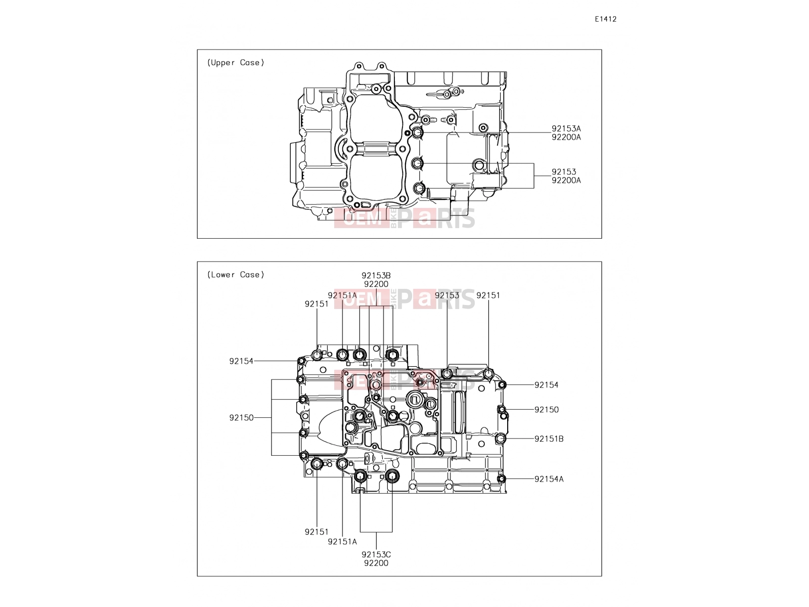 Crankcase Bolt Pattern - Kawasaki NINJA 650 (EX650KHFA) 2017