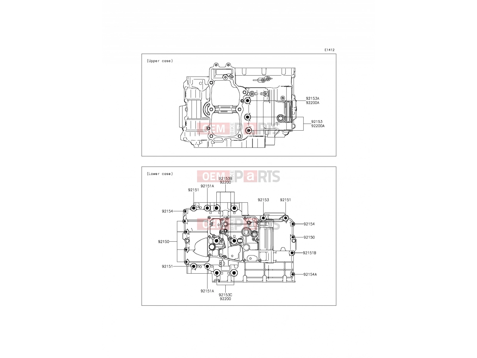 Crankcase Bolt Pattern - Kawasaki ER-6f (EX650EEF) 2014