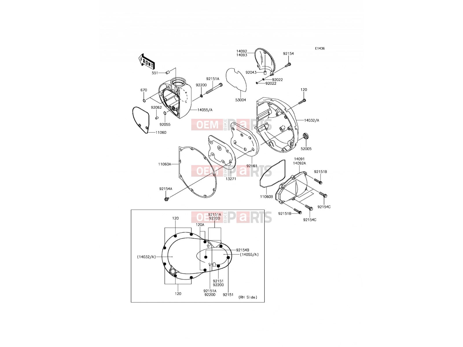 Right Engine Cover(s) - Kawasaki W800 (EJ800AFFA) 2015