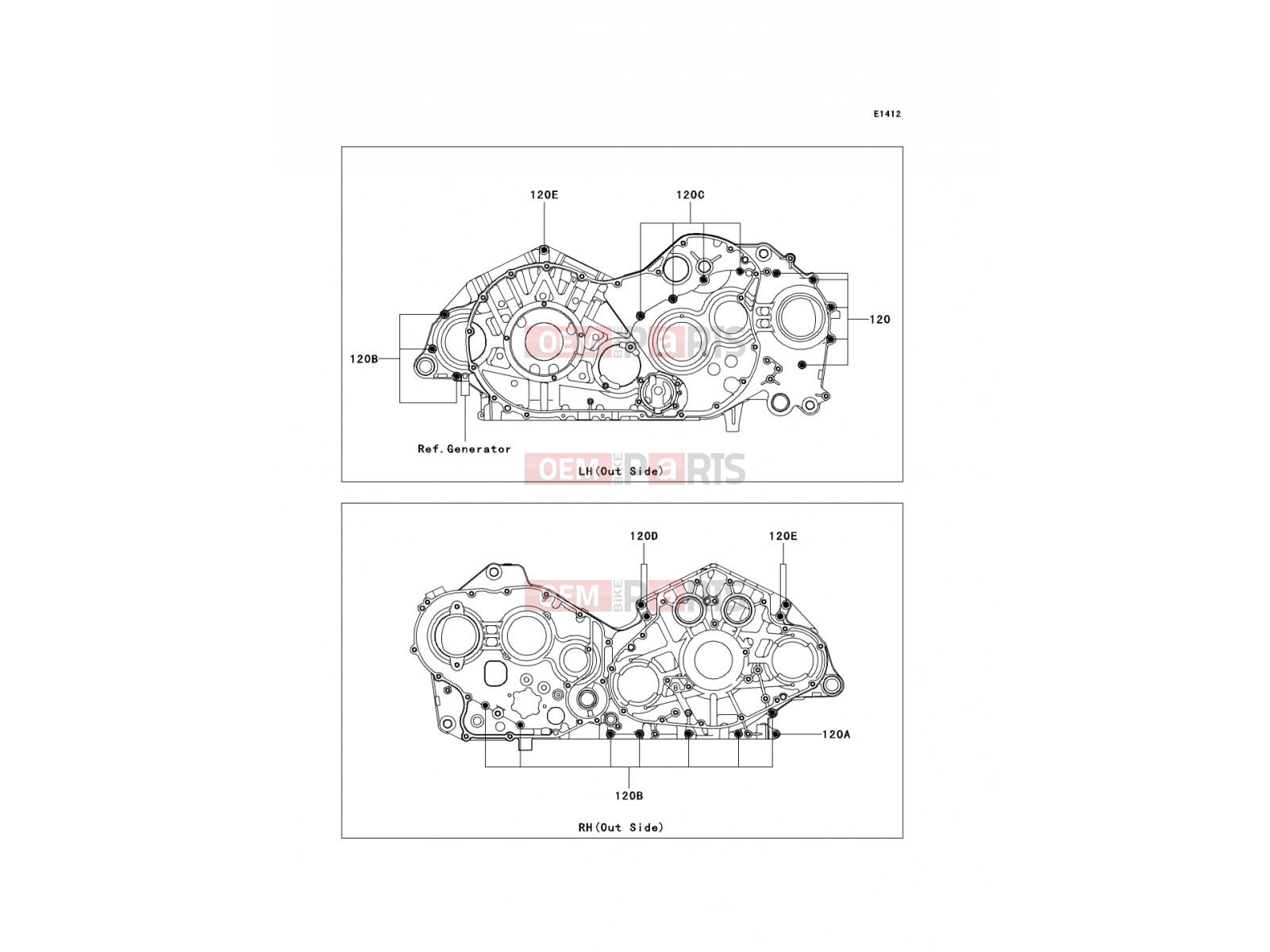 KAWASAKI 2006 Crankcase Bolt Pattern