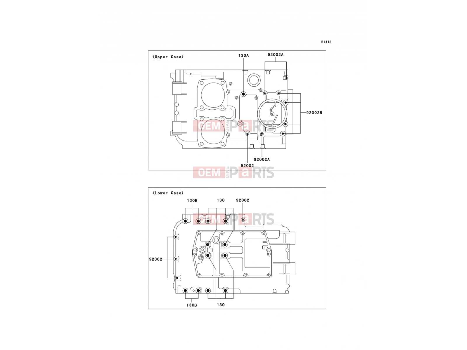 Crankcase Bolt Pattern - Kawasaki KLE500 (KLE500B7F) 2007