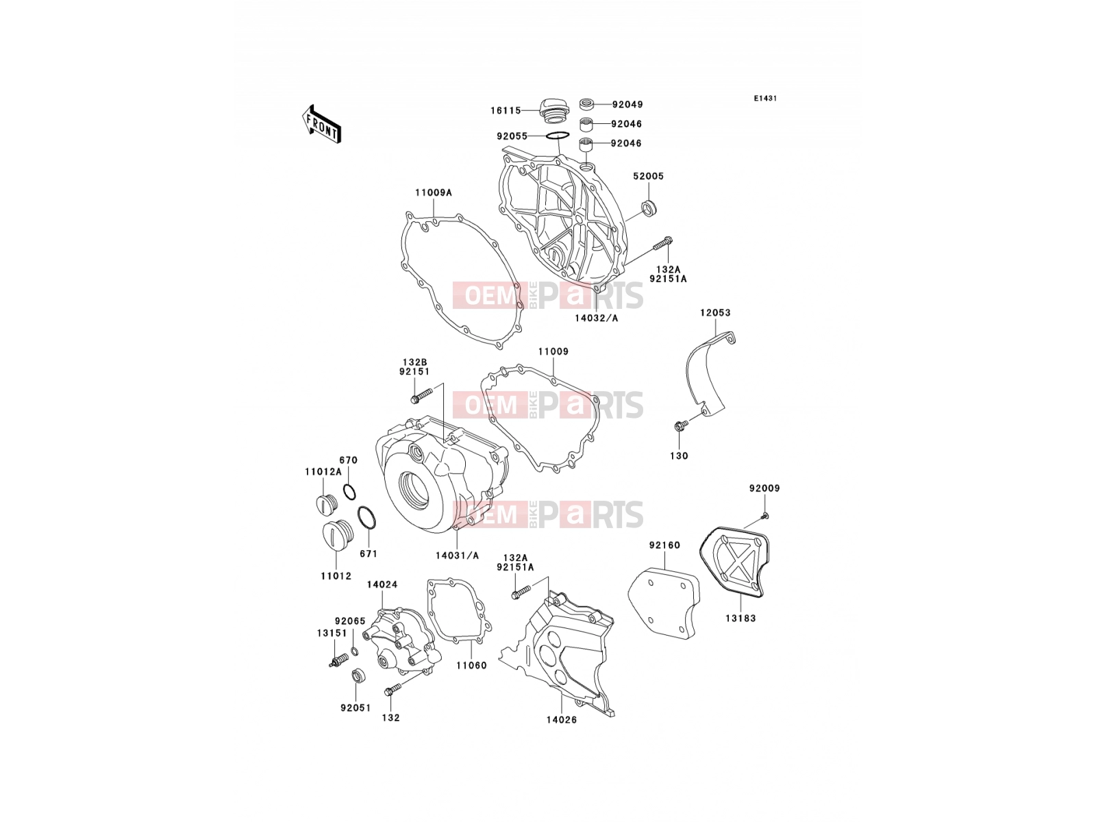 Engine Cover(s) - Kawasaki KLE500 (KLE500B7F) 2007