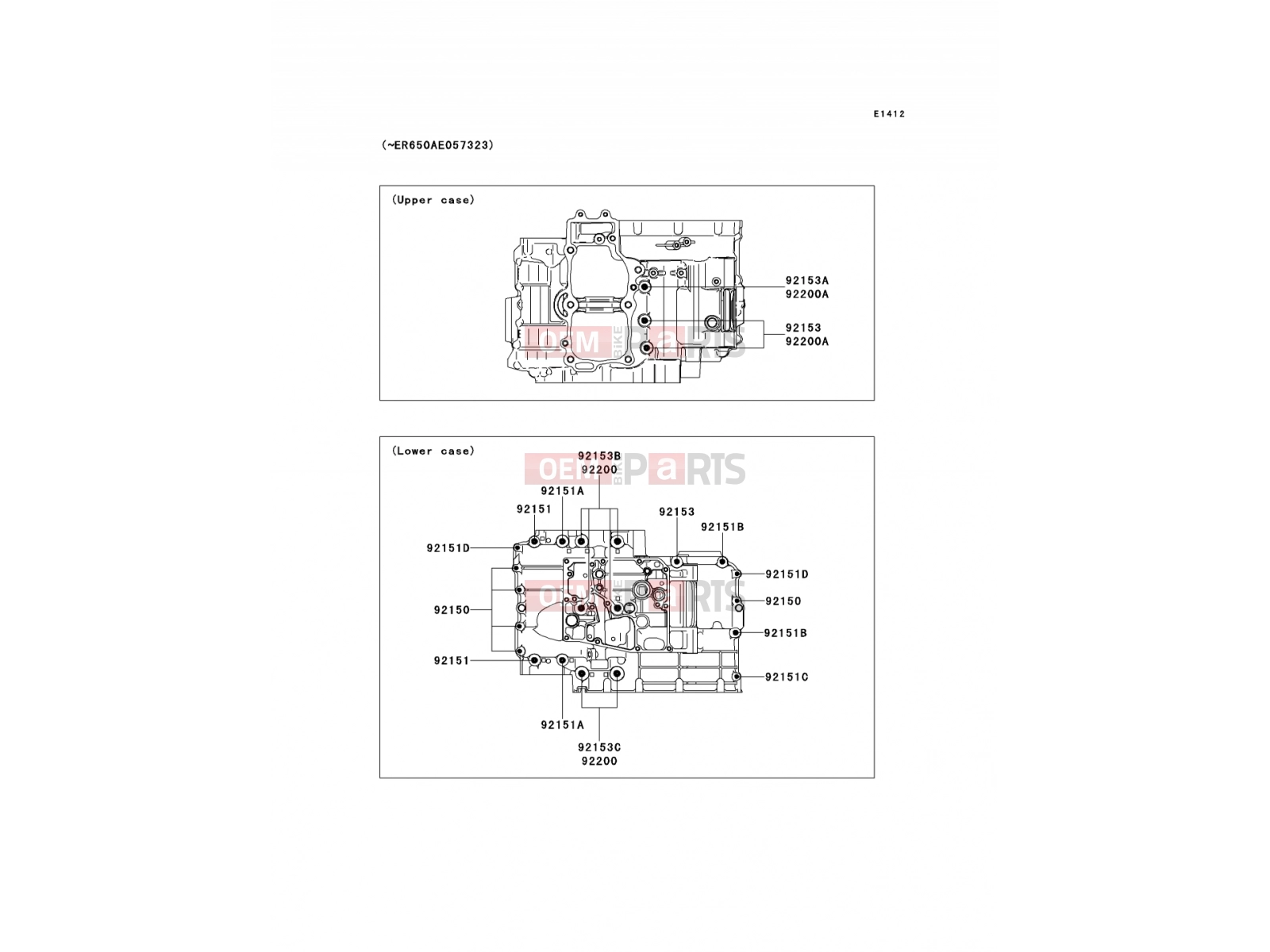Crankcase Bolt Pattern - Kawasaki VERSYS (KLE650A7F) 2007