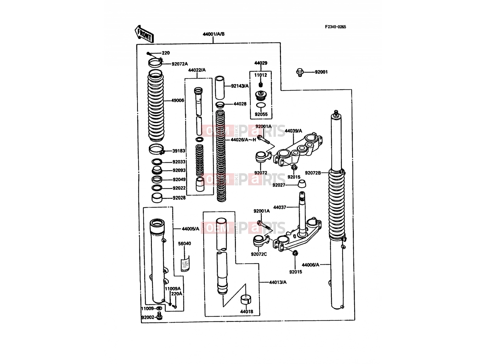 Front Fork - Kawasaki KDX200 (KDX200-C2) 1987