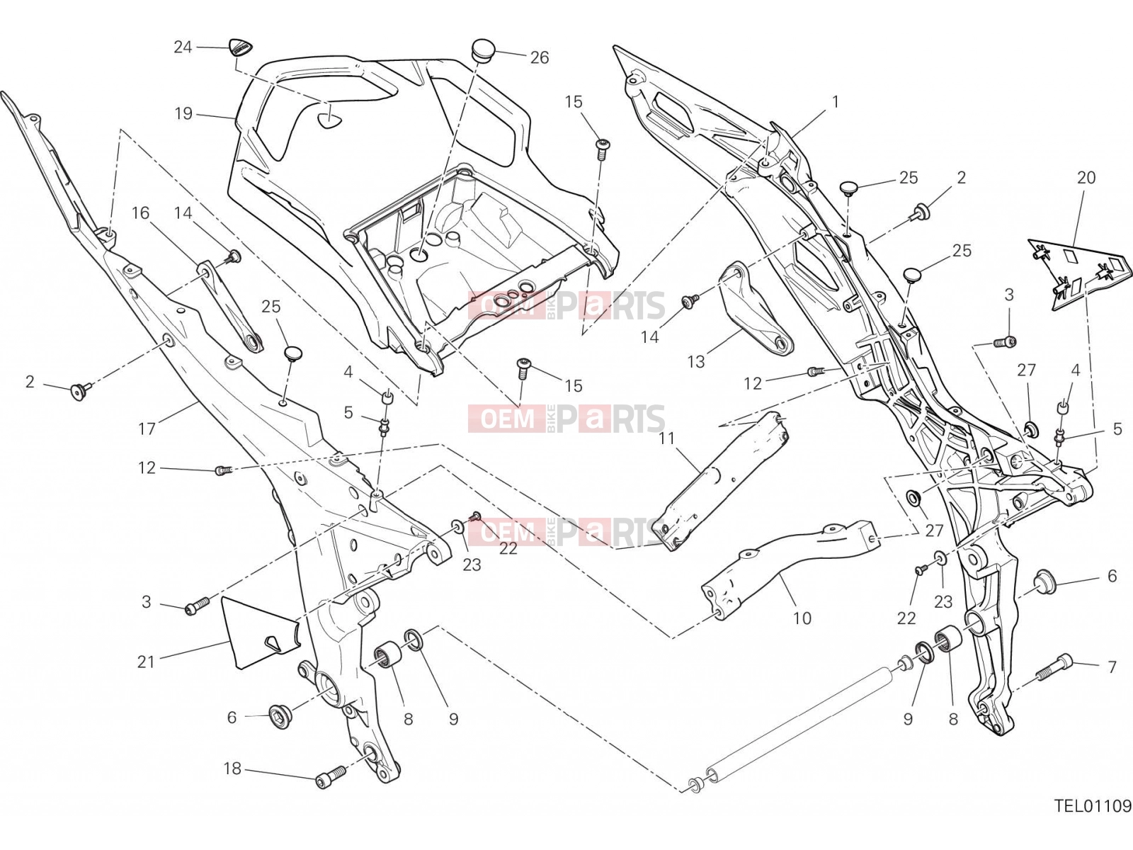 DUCATI 2020 Multistrada 1260 REAR FRAME COMP. [MOD:MS1260]