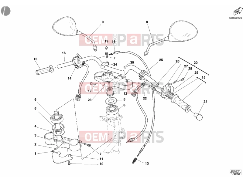 DUCATI 2005 Monster 620 Dark Single Disc HANDLEBAR » HANDLE BAR