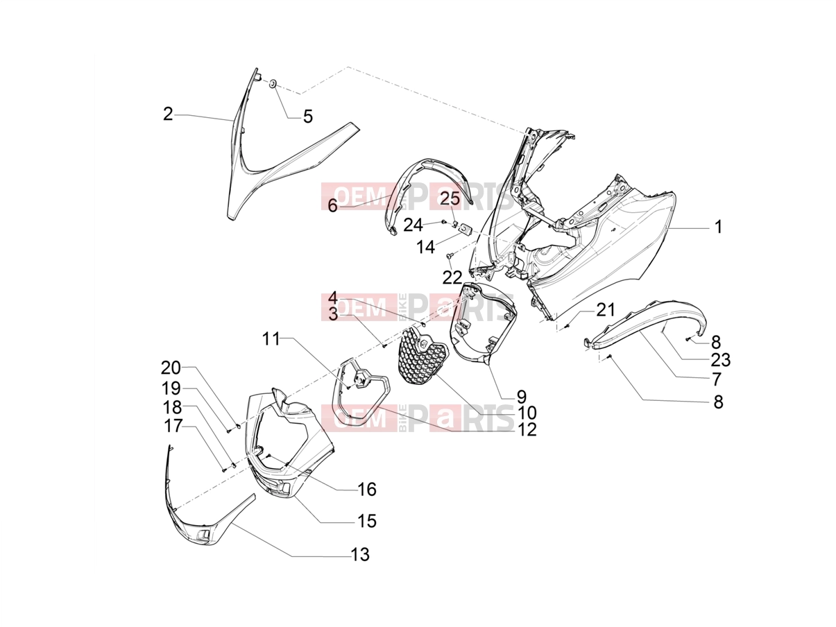 PIAGGIO MP3 400 Frame - Plastic parts - Coachwork » Front shield