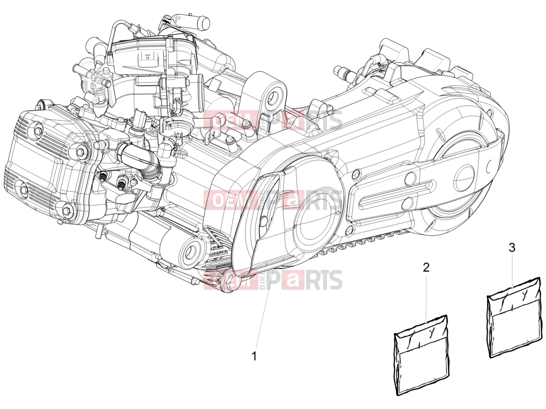 Engine » Engine, assembly - Piaggio MP3 500 MAXI Sport ABS 2021
