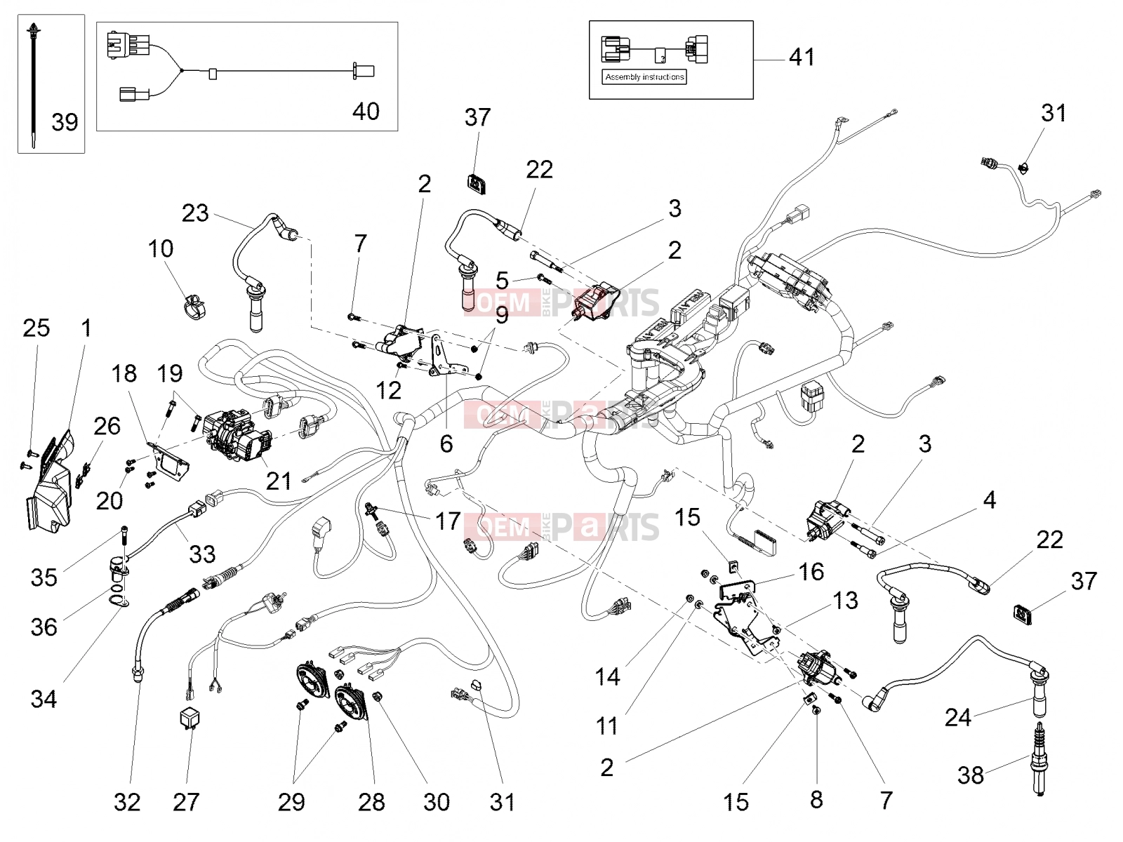 Electrical systems » Front electrical system - Motoguzzi Audace 1400 Carbon ABS 2021