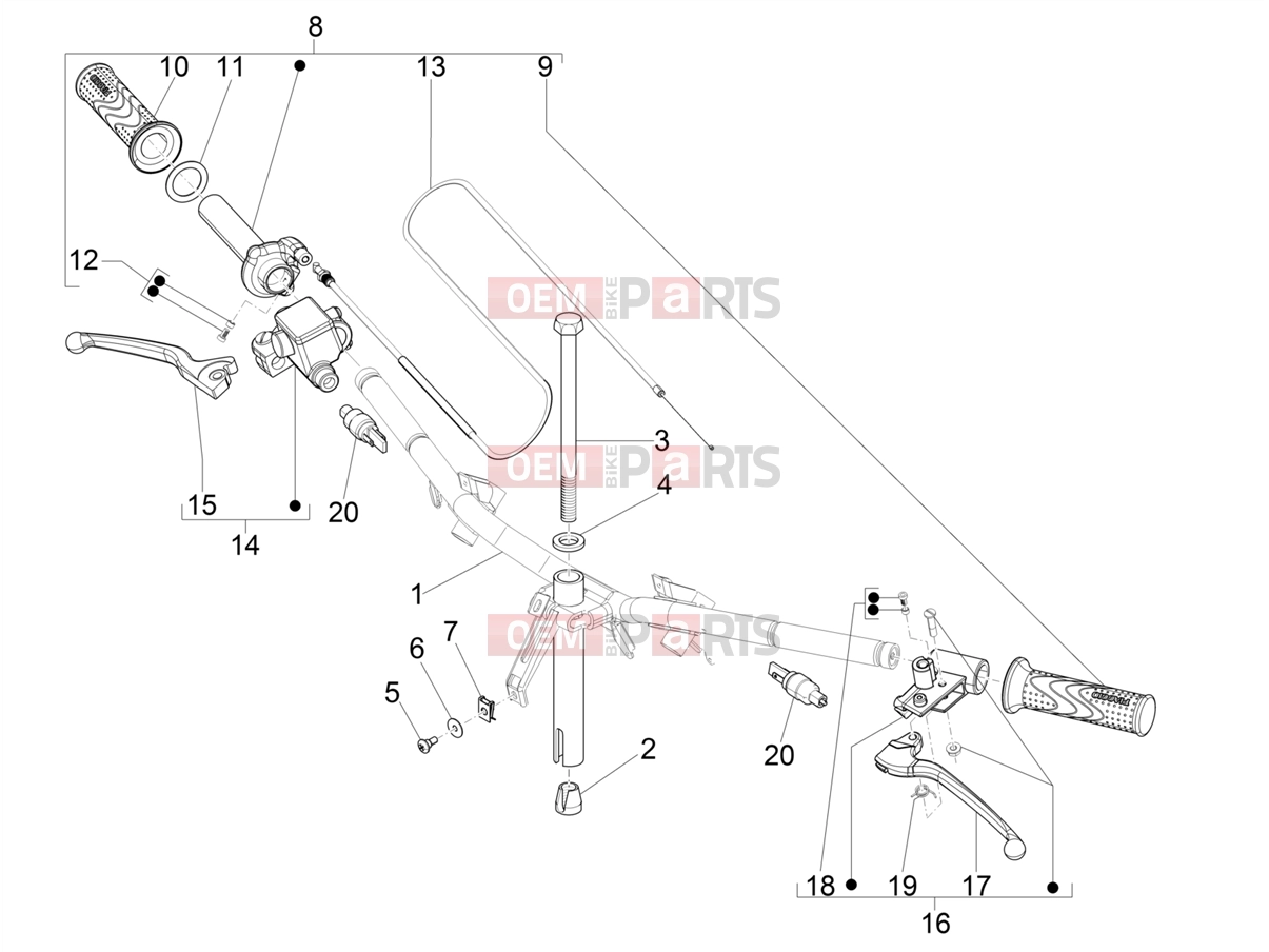 Handlebars/Steering » Handlebars - Master cil. - Piaggio Zip 50 4T 2021