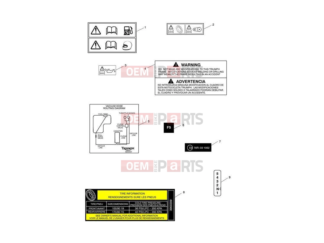 Triumph 2007 SPEEDMASTER EFI Warning Labels