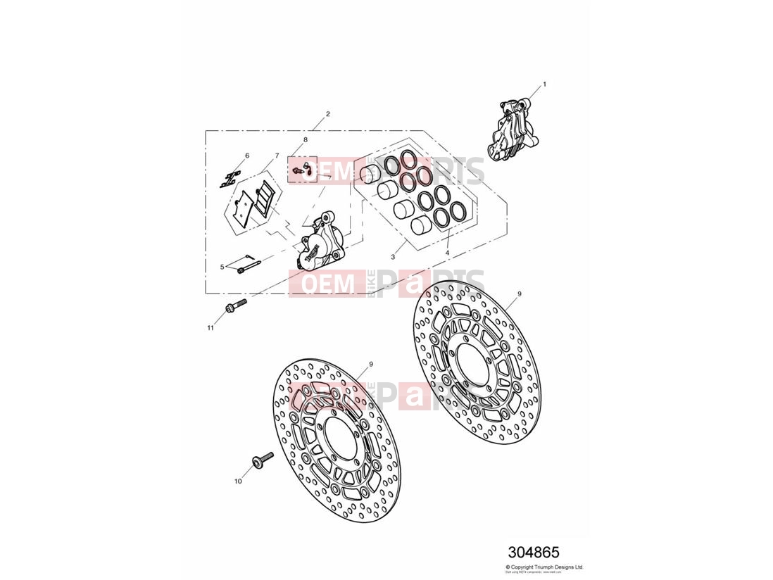 Triumph 2000 TT600 Front Brake Caliper & Discs