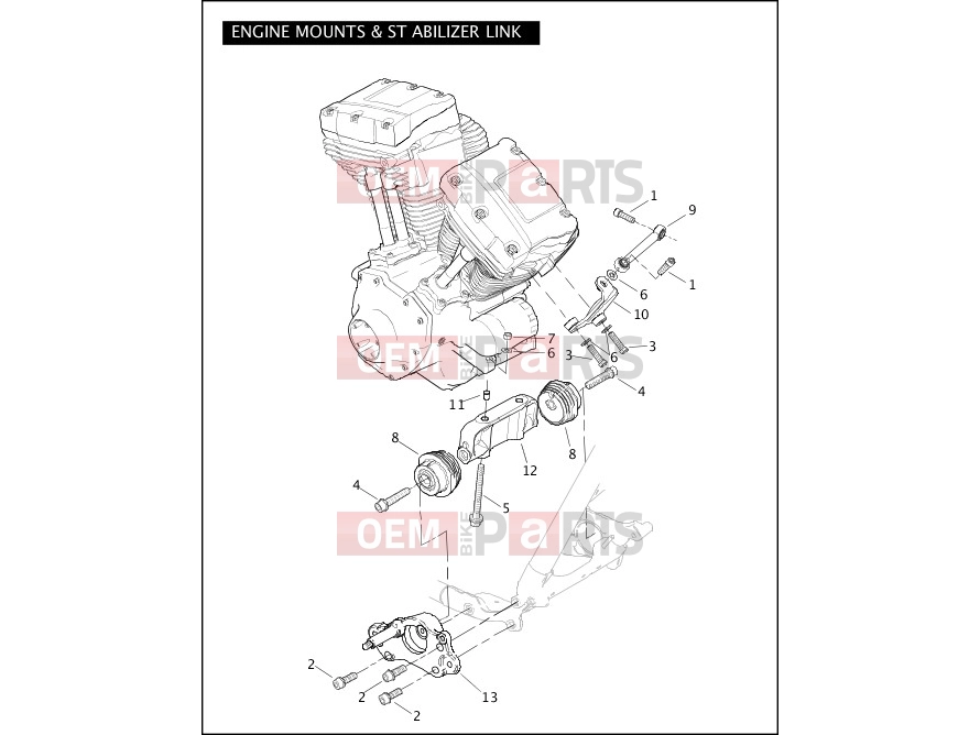 Harley-Davidson 2011 TOURING ELECTRA GLIDE CLASSIC  - FLHTC ENGINE MOUNTS & STABILIZER LINK
