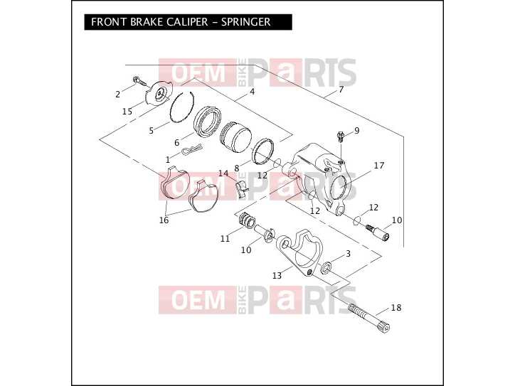 FRONT BRAKE CALIPER - SPRINGER - Harley-Davidson SOFTAIL CUSTOM - FXSTC 2007