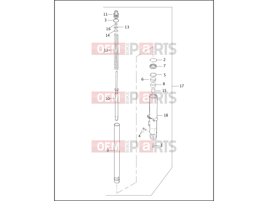 Harley-Davidson 2003 TOURING ELECTRA GLIDE STANDARD  - FLHT FRONT FORK - LEFT (FAIRING MODELS)