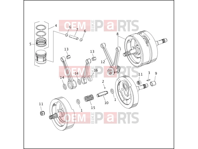 Harley-Davidson 1995 DYNA DYNA SUPER GLIDE  - FXD PISTONS, CONNECTING RODS & FLYWHEELS