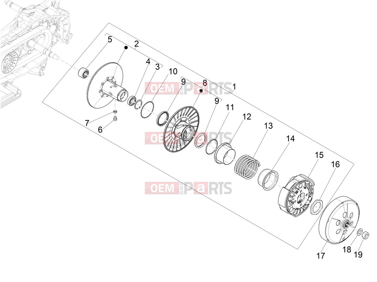 Engine » Driven pulley - Piaggio Beverly 300 Deep Black E5 MY23 (EU) 2023
