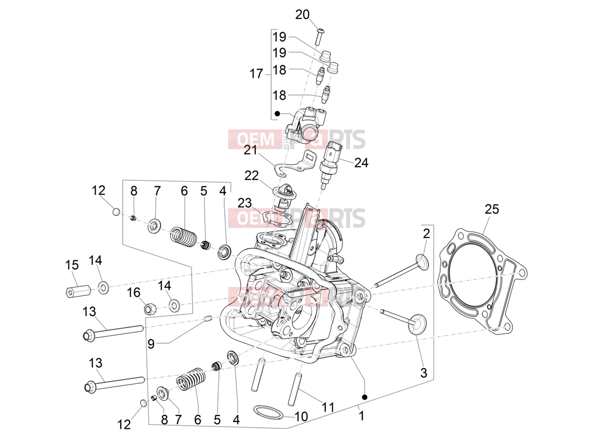 Engine » Head unit - Valve - Piaggio BV 400 Deep Black E5 (CA, USA) 2023