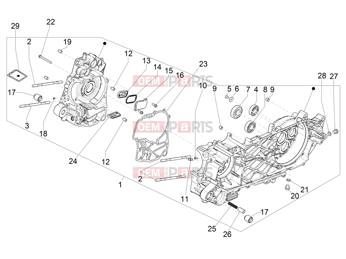Engine » CRANKCASE - Piaggio BV 400 Deep Black E5 (CA, USA) 2024