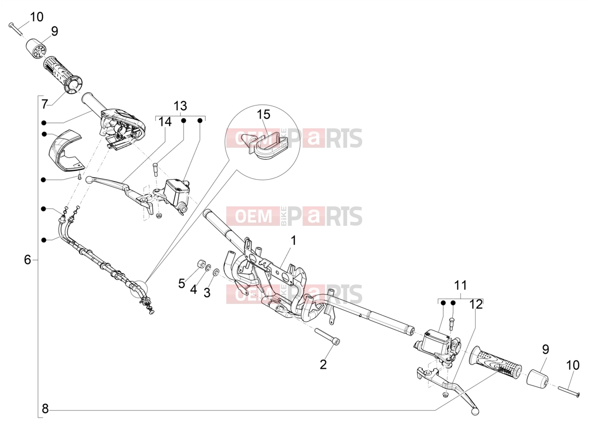 PIAGGIO BV 400 Deep Black E5 (CA, USA) Handlebars/Steering » Handlebars - Master cil.