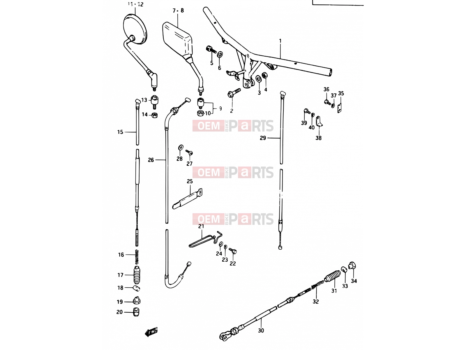 SUZUKI CS125 D (1983) 46 - HANDLE BAR - CONTROL CABLE