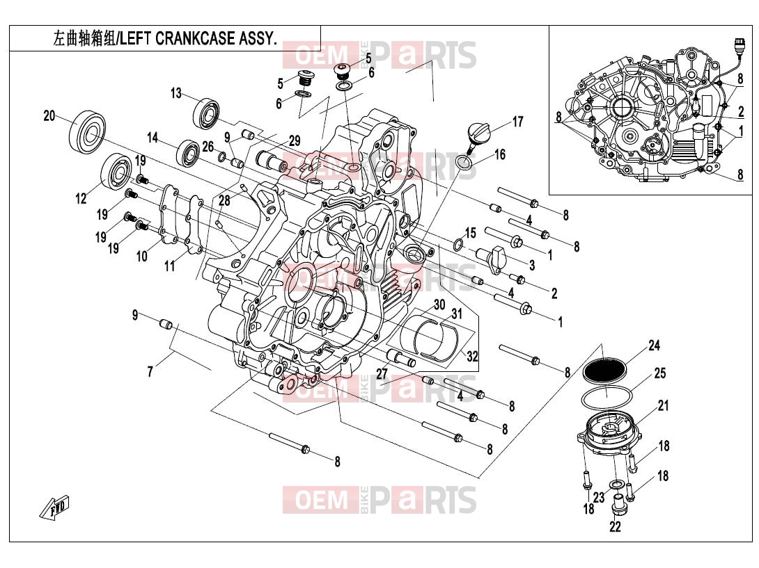CFMOTO 2021 ATV CFORCE 450 (CF400AU-A) LEFT CRANKCASE ASSY