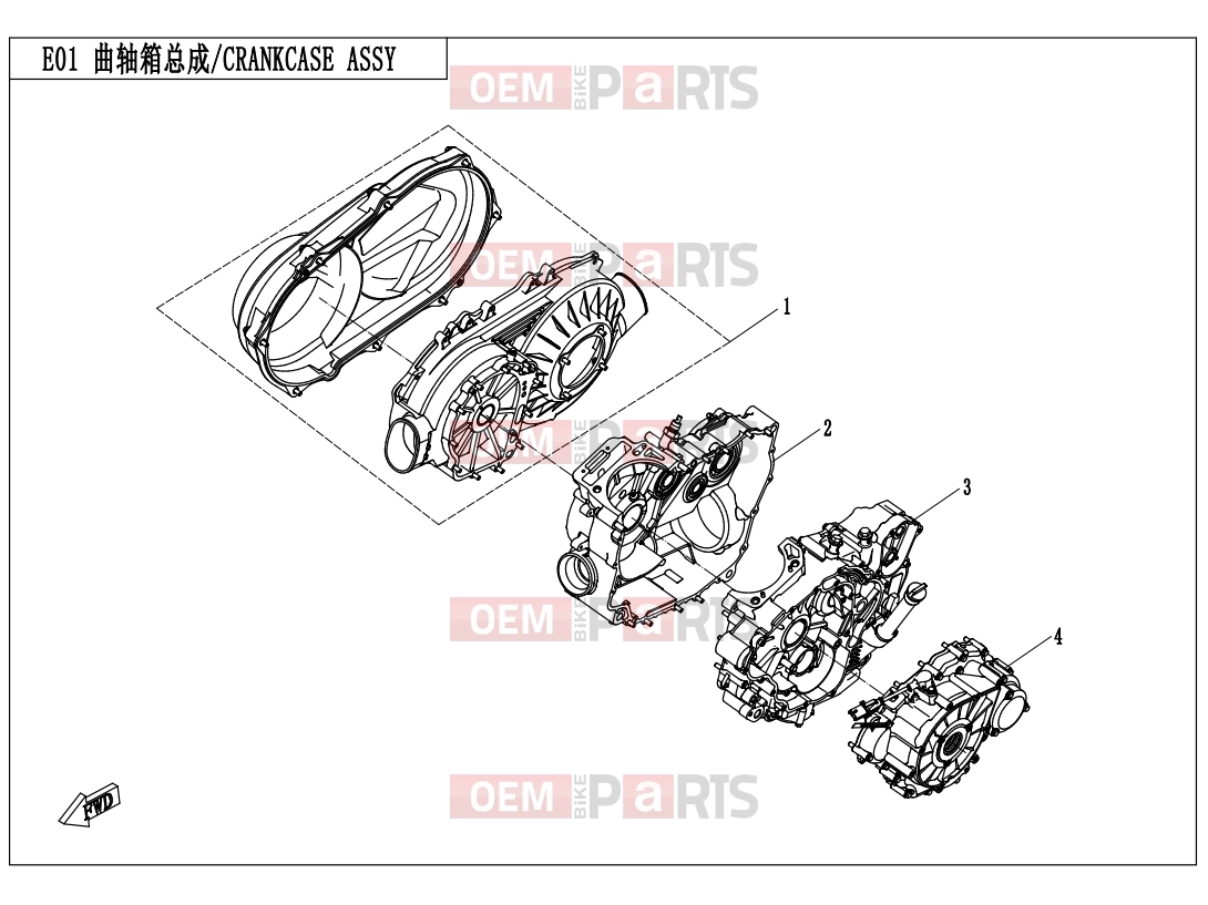 CRANKCASE ASSY. - E01 - CFMOTO UFORCE 550 (CF500UU) 2018