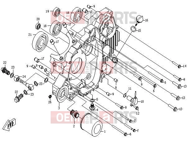 CFMOTO 2011 UTV UFORCE 600 (CF600-5) LEFT CRANKCASE - E02