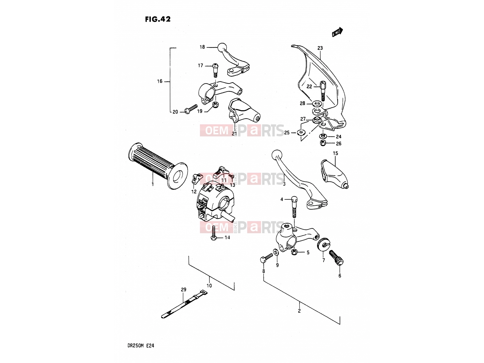 42 - LIGHT HANDLE SWITCH (E06,E21,E24) - Suzuki DR200 M (1991)