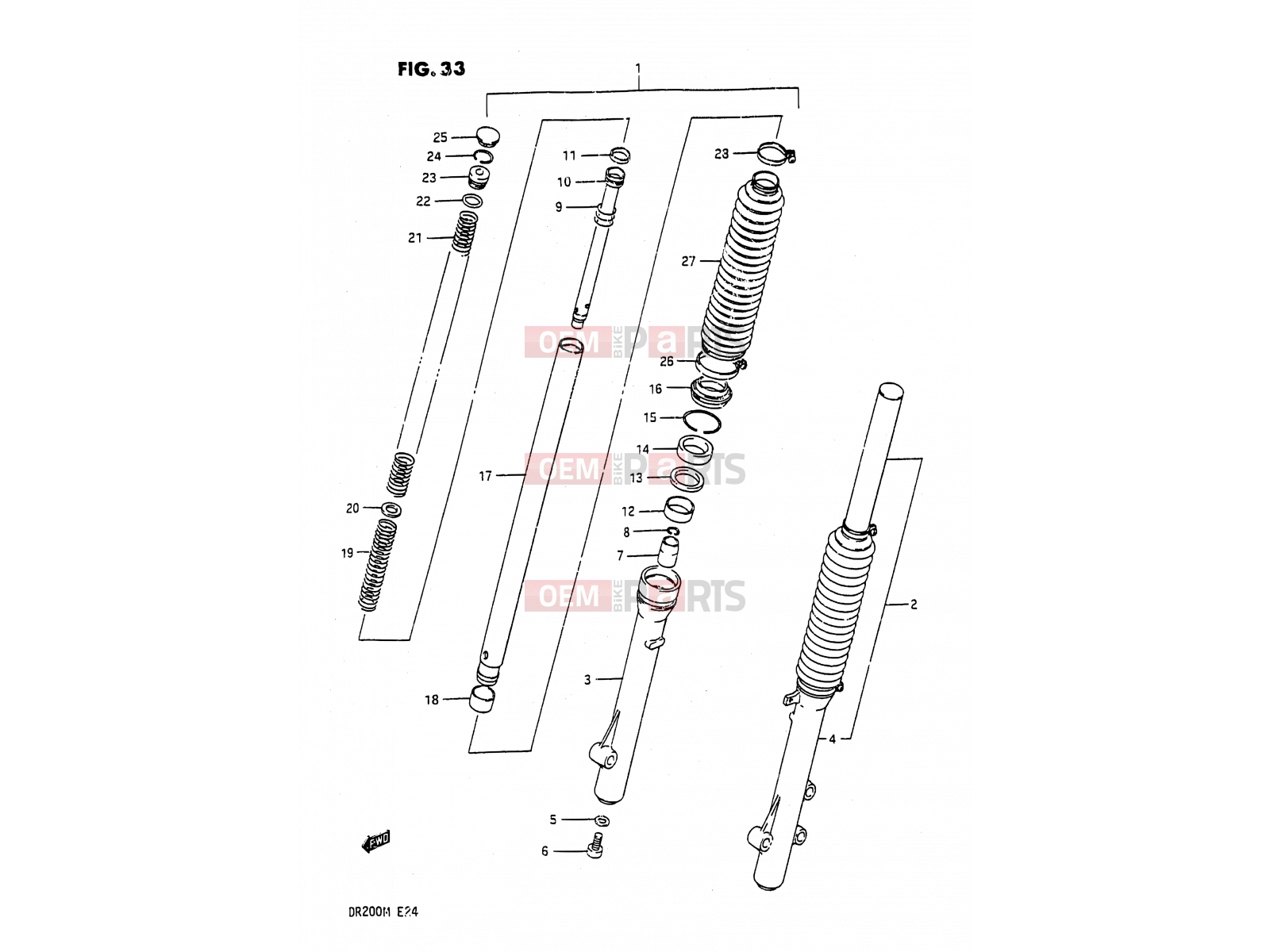 33 - FRONT FORK - Suzuki DR200 M (1991)