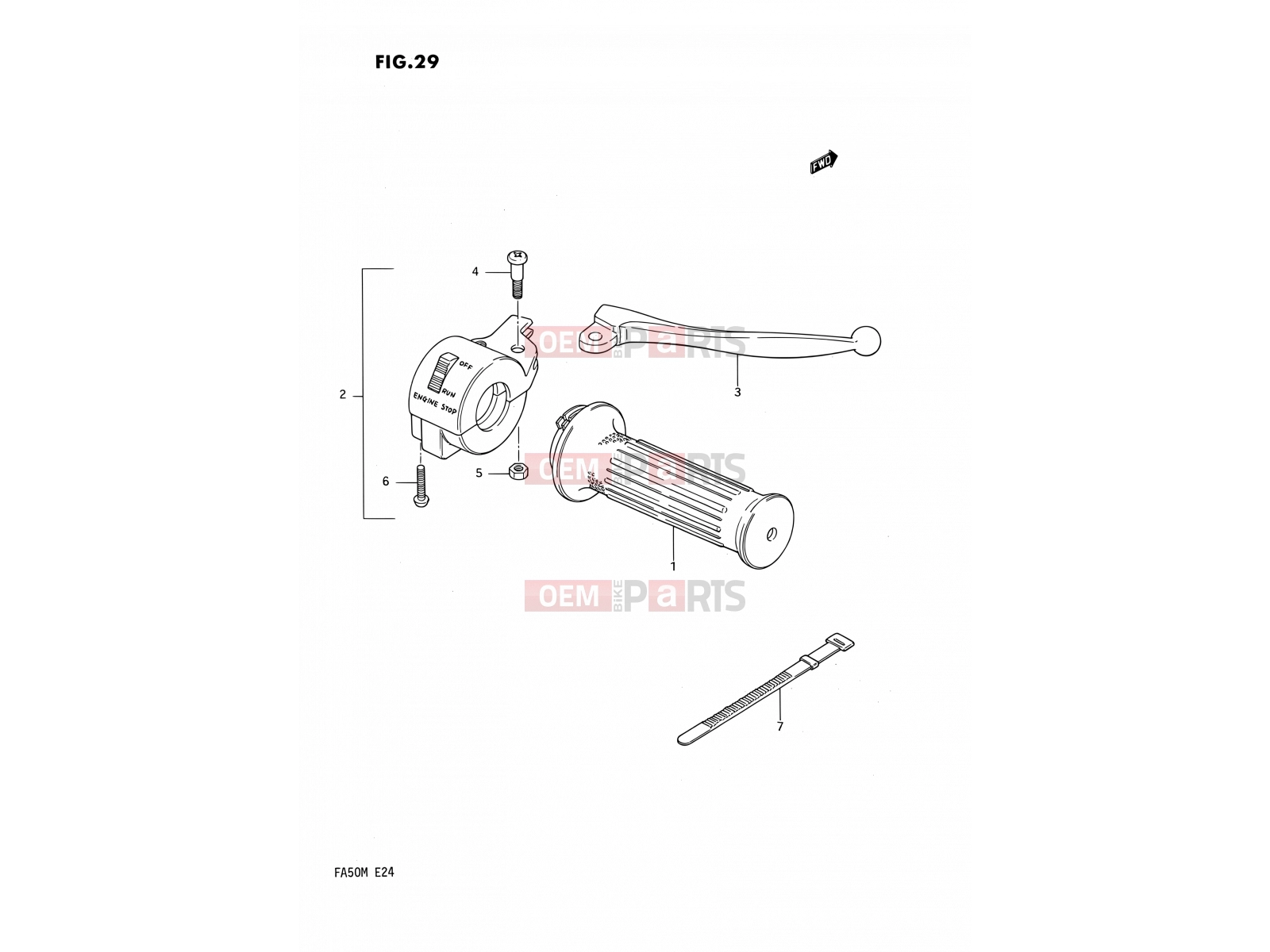 SUZUKI FA50 L (1990) 29 - RIGHT HANDLE SWITCH (E06,E24)