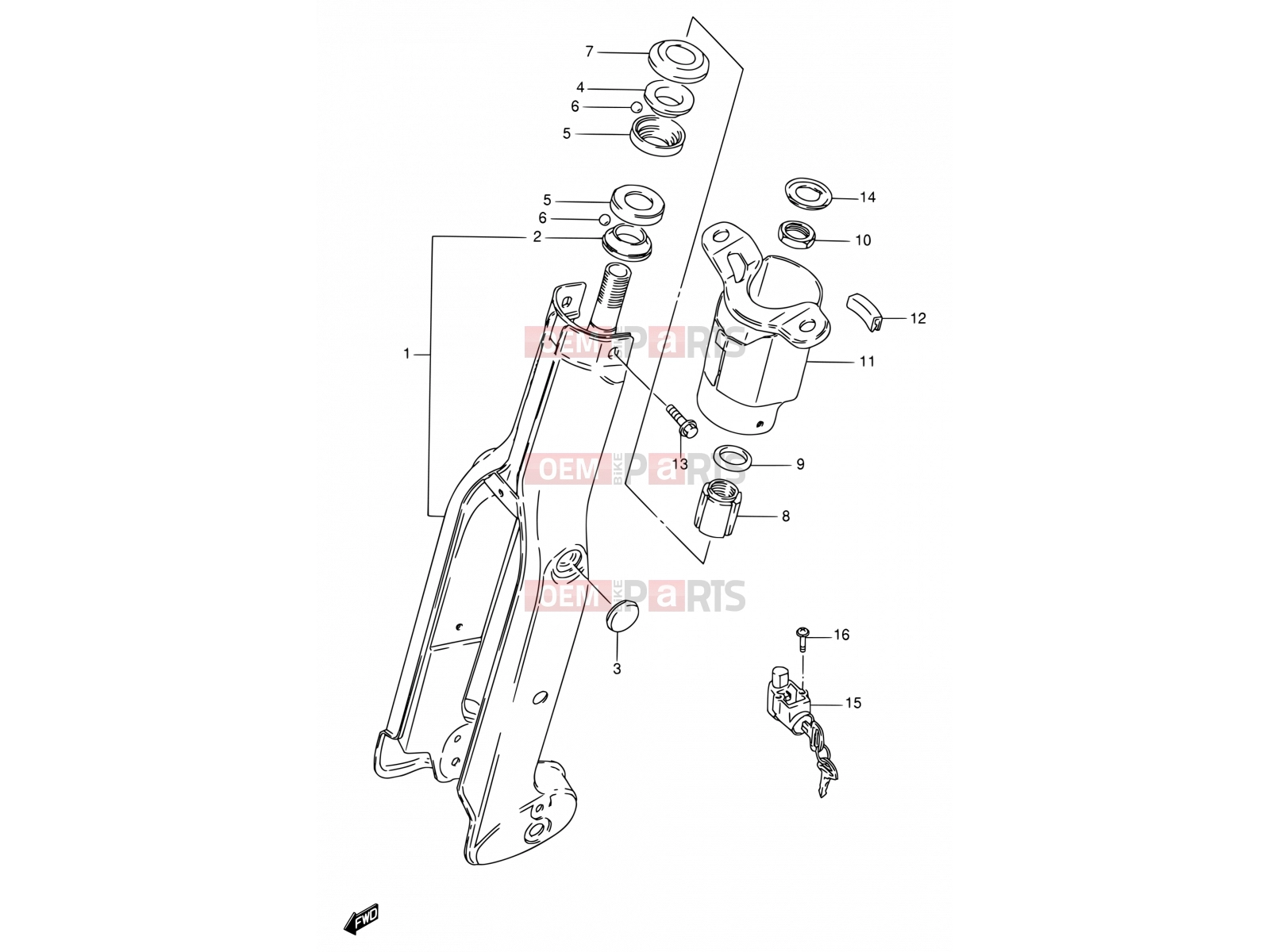 46 - FRONT FORK - Suzuki FB100 / FB100D V (1997)