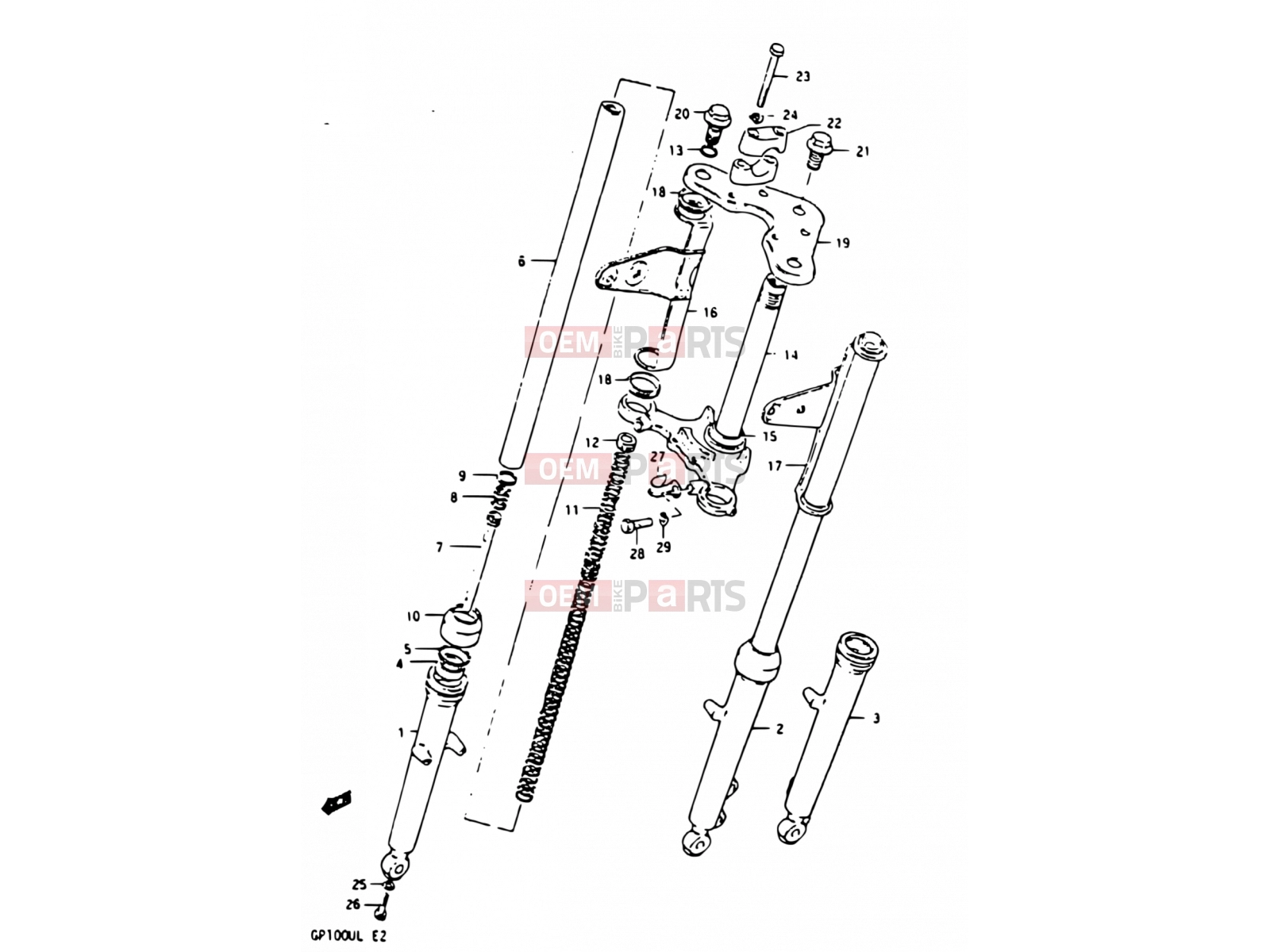 45 - FRONT FORK - Suzuki GP100 / GP100E X (1999)