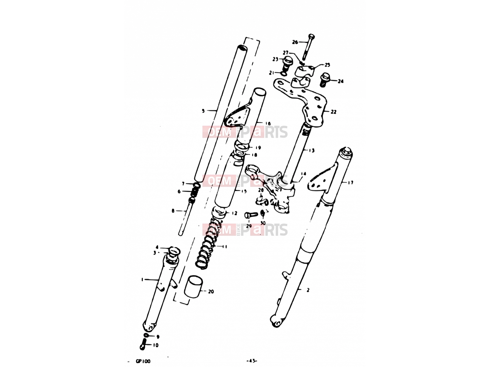 SUZUKI GP100 N (1992) 43 - FRONT FORK (E06)