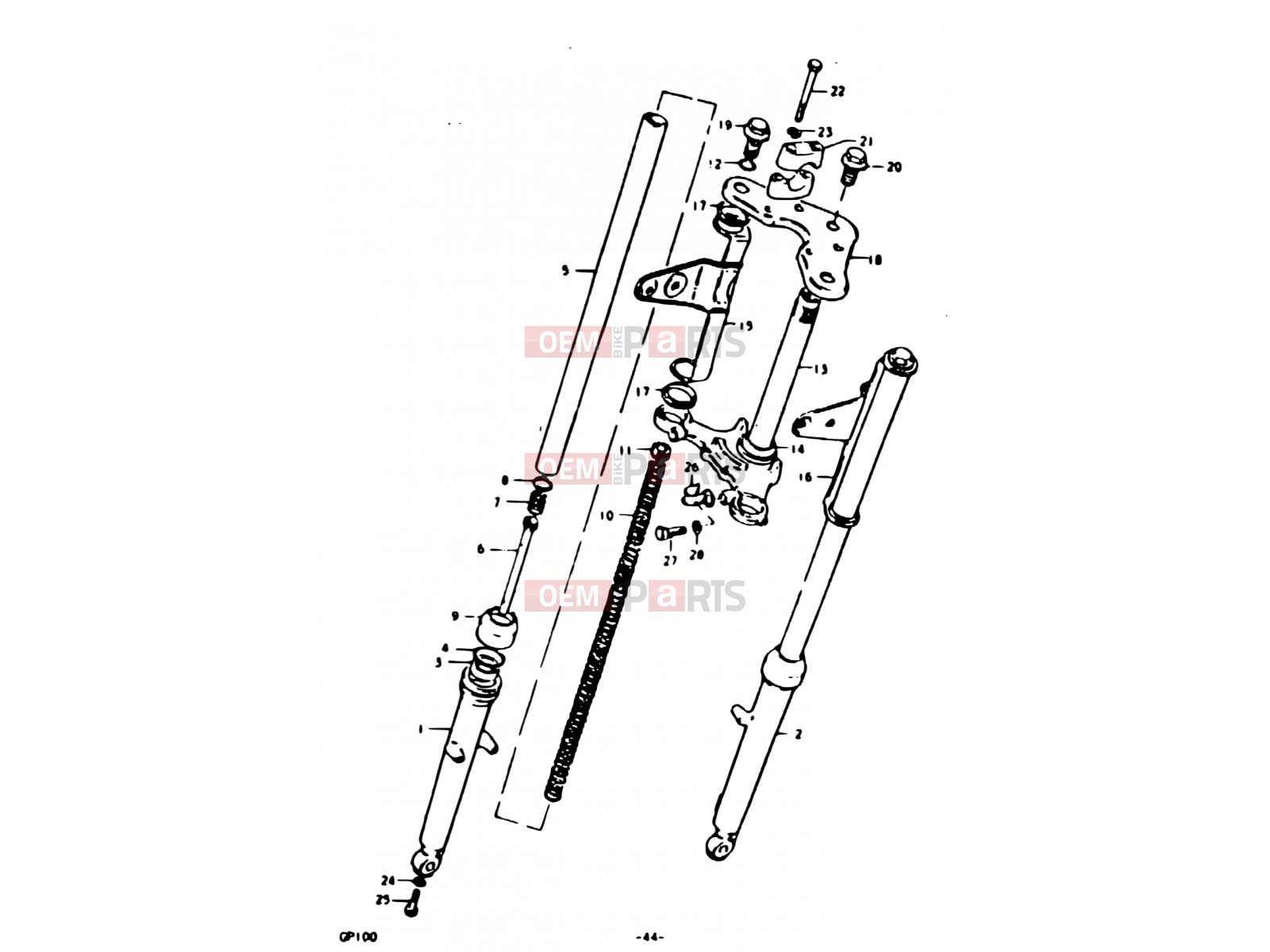44 - FRONT FORK (E14) - Suzuki GP100U N (1992)