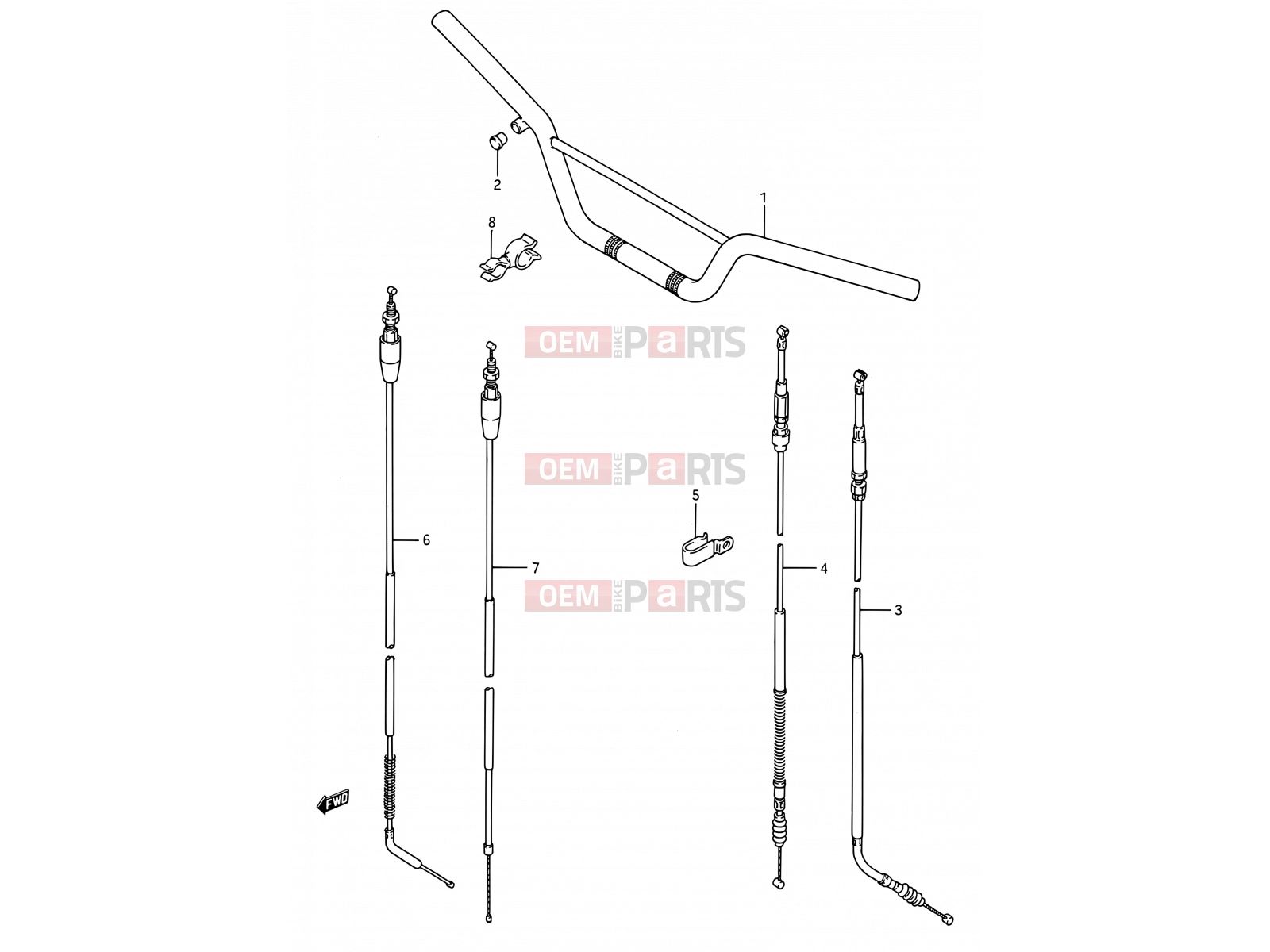 SUZUKI RM80 S (1995) (E03,E28,E33) 27 - HANDLEBAR - CONTROL CABLE