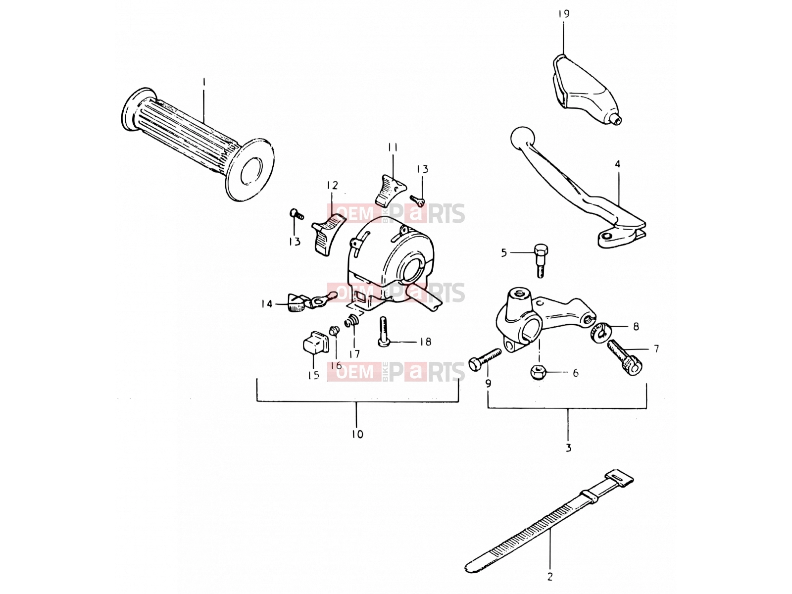 SUZUKI TS125ER T (1996) 72 - LEFT HANDLE SWITCH (E15, E17, E18, E25, E26)