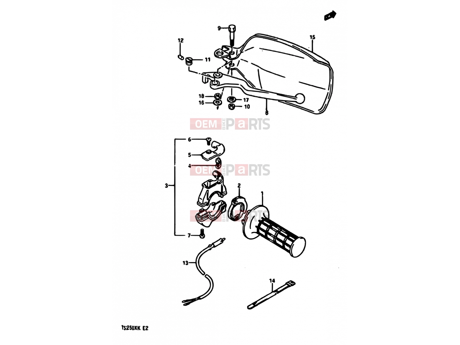 SUZUKI TS250X E (1984) 48 - RIGHT HANDLE SWITCH (MODEL G E01,E02,E04,E21,E24)