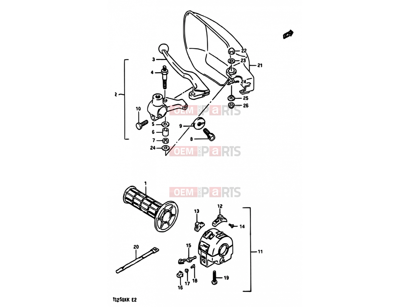 SUZUKI TS250X K (1989) 53A - LEFT HANDLE SWITCH (MODEL K E21,E24)
