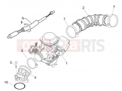 Carburettor, assembly - Union pipe - Piaggio Fly 100 2008