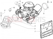 Carburettor, assembly - Union pipe - Gilera Runner 125 VX 4T -SC- 2006